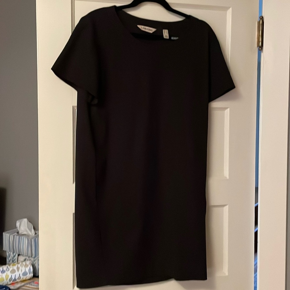 Lands End, black shift dress with pockets,  size 6.